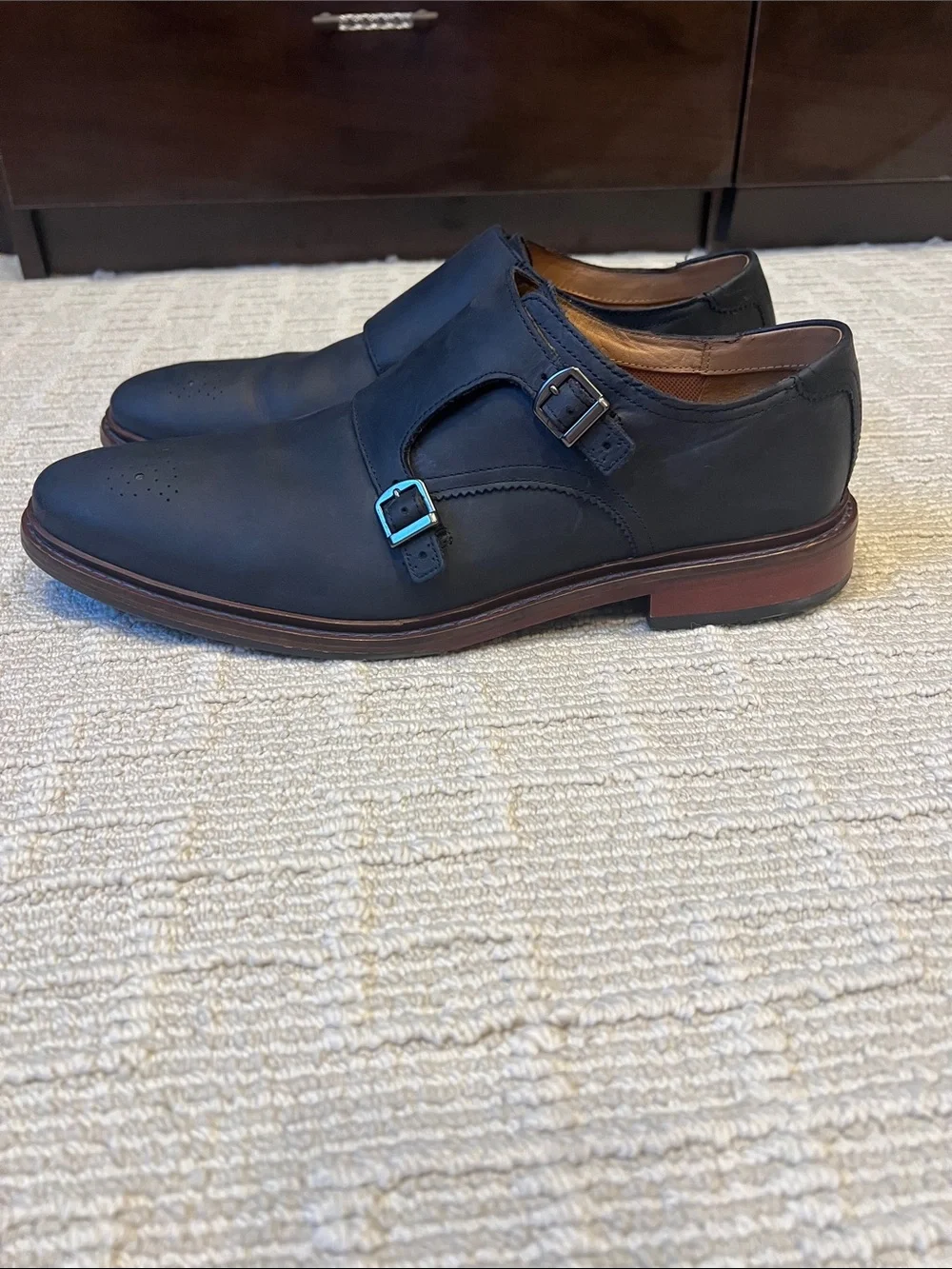 Men's Double Monk Strap Dress Shoes - midnight navy